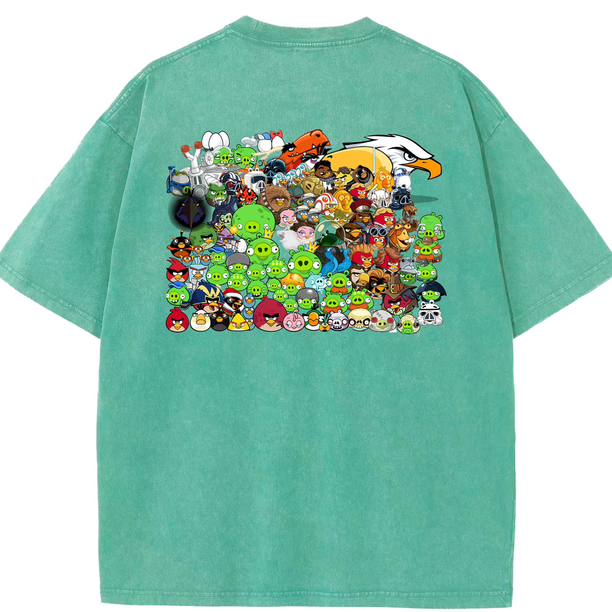（画像用） Angry Birds アングリーバード 綿100% ヴィンテージ風 半袖Tシャツ（背面プリント）